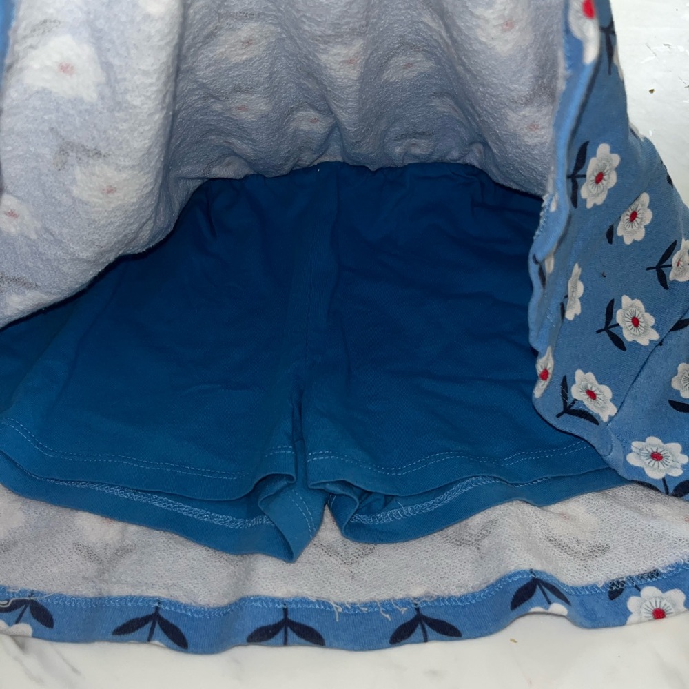 Mini Boden Knit skort skirt pull on elastic waist 11-12 blue red white floral - Picture 2 of 3